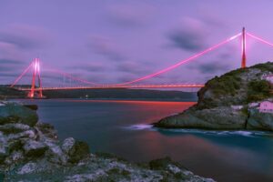 Third bridge on Bosphorus, Istanbul. Name of bridge is Yavuz Sultan Selim, Istanbul, Turkey
